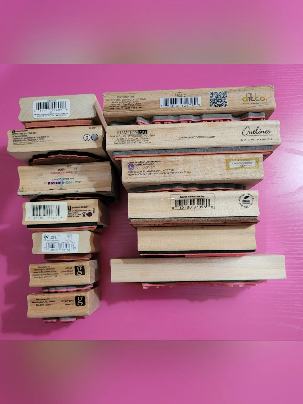 Wooden Rubber Stamp Bundle.  Floral Theme.  Set Of 13.  (0728)